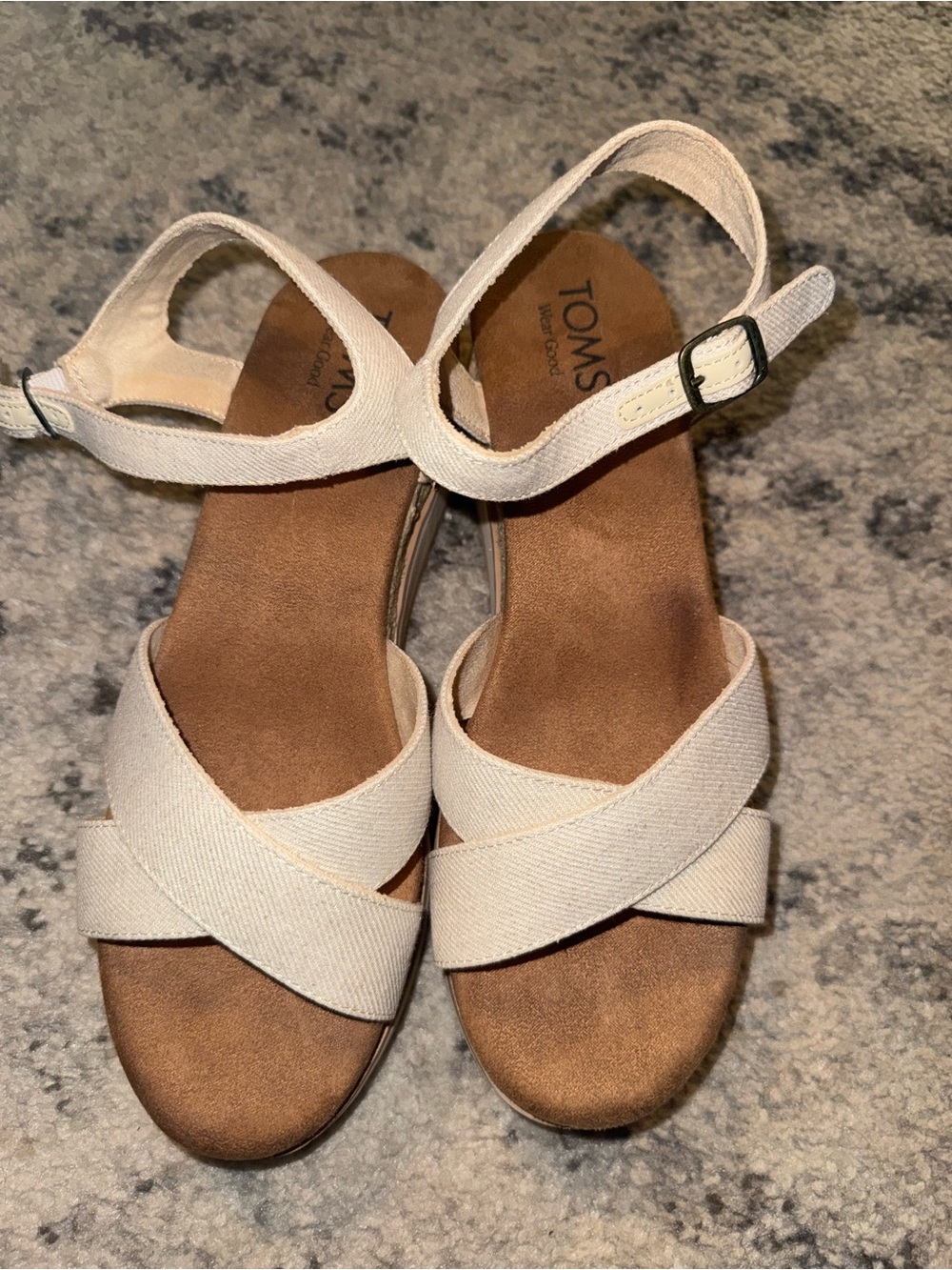 TOMS Women's Cream Canvas Crisscross Slingback Sandals